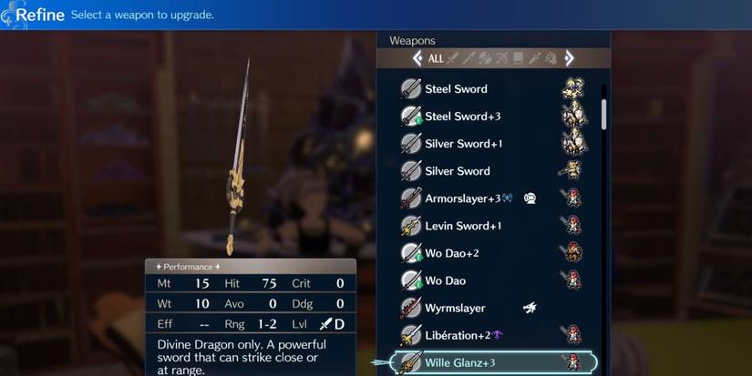 The WiIle Glanz sword in Fire Emblem Engage