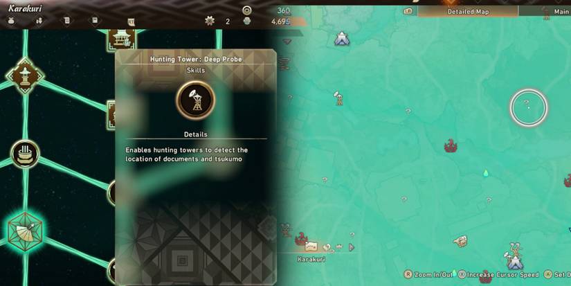 Wild Hearts - Deep Probe Upgrade Next To Image Showing Question Marks On Detailed Map In-Game