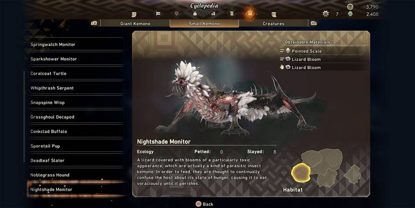 Wild Hearts - Nightshade Monitor Cyclopedia Entry