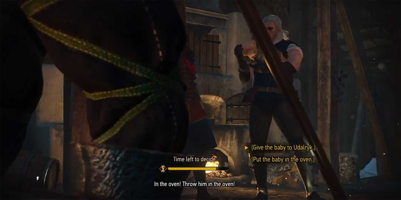 Witcher 3 - Actual Pop Up With Both Baby-Related Choices During Skellige Questline