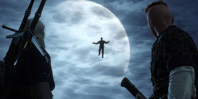 Witcher 3 - Geralt And Olgierd Looking Up At Gaunter Floating