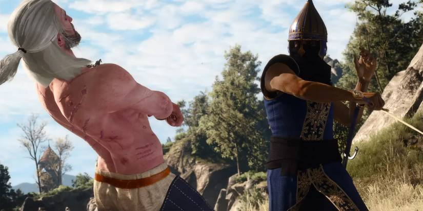Witcher 3 - Geralt Expertly Dodging Sword Slash In Cutscene