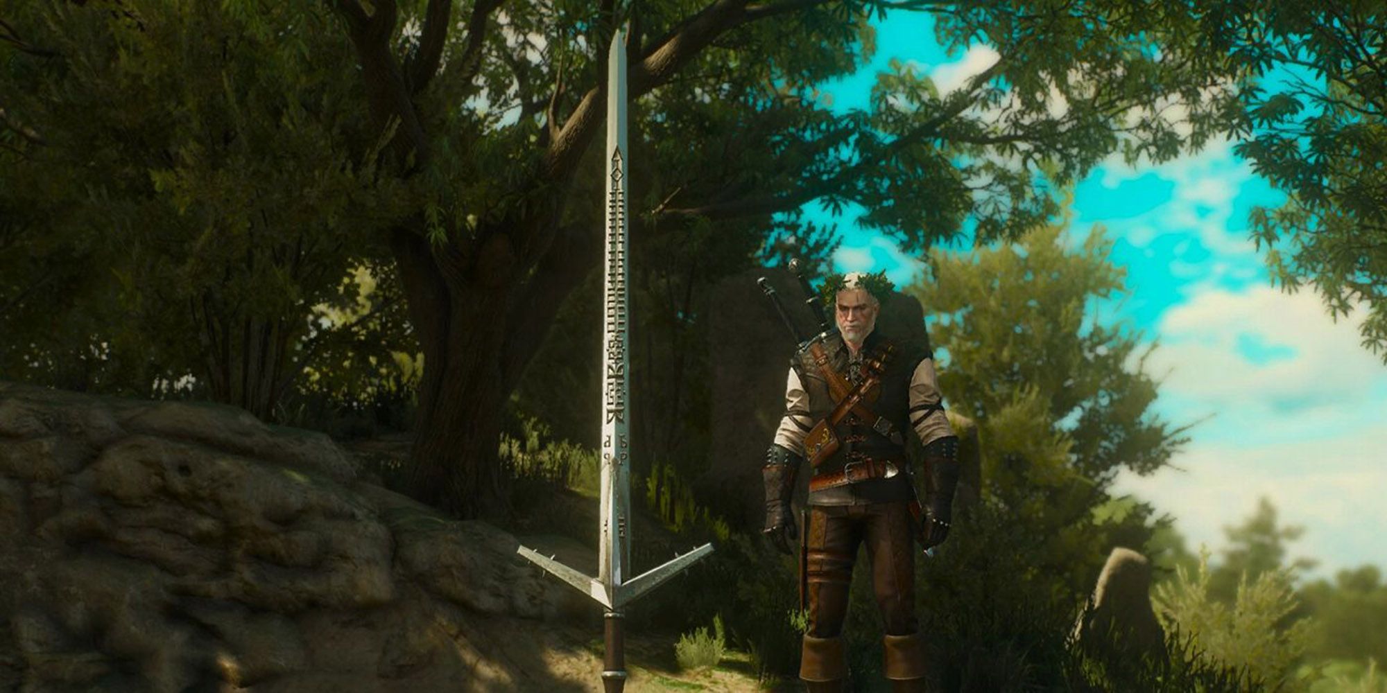 Witcher 3 - Geralt Looking At Aerondight For The Lady Of The Lake Quest