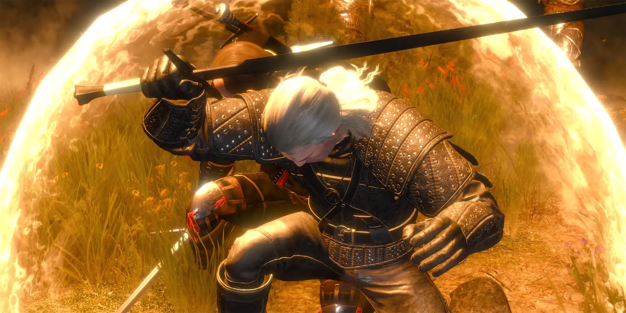 Witcher 3 - Geralt Using Quen Right Before Quen Discharge