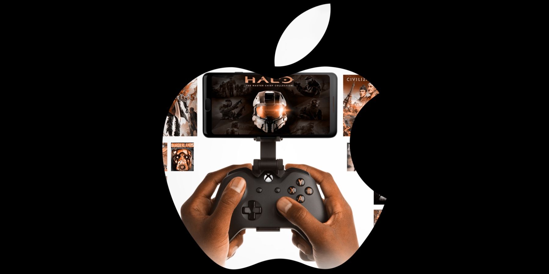 Xbox Cloud Gaming inside Apple logo GR