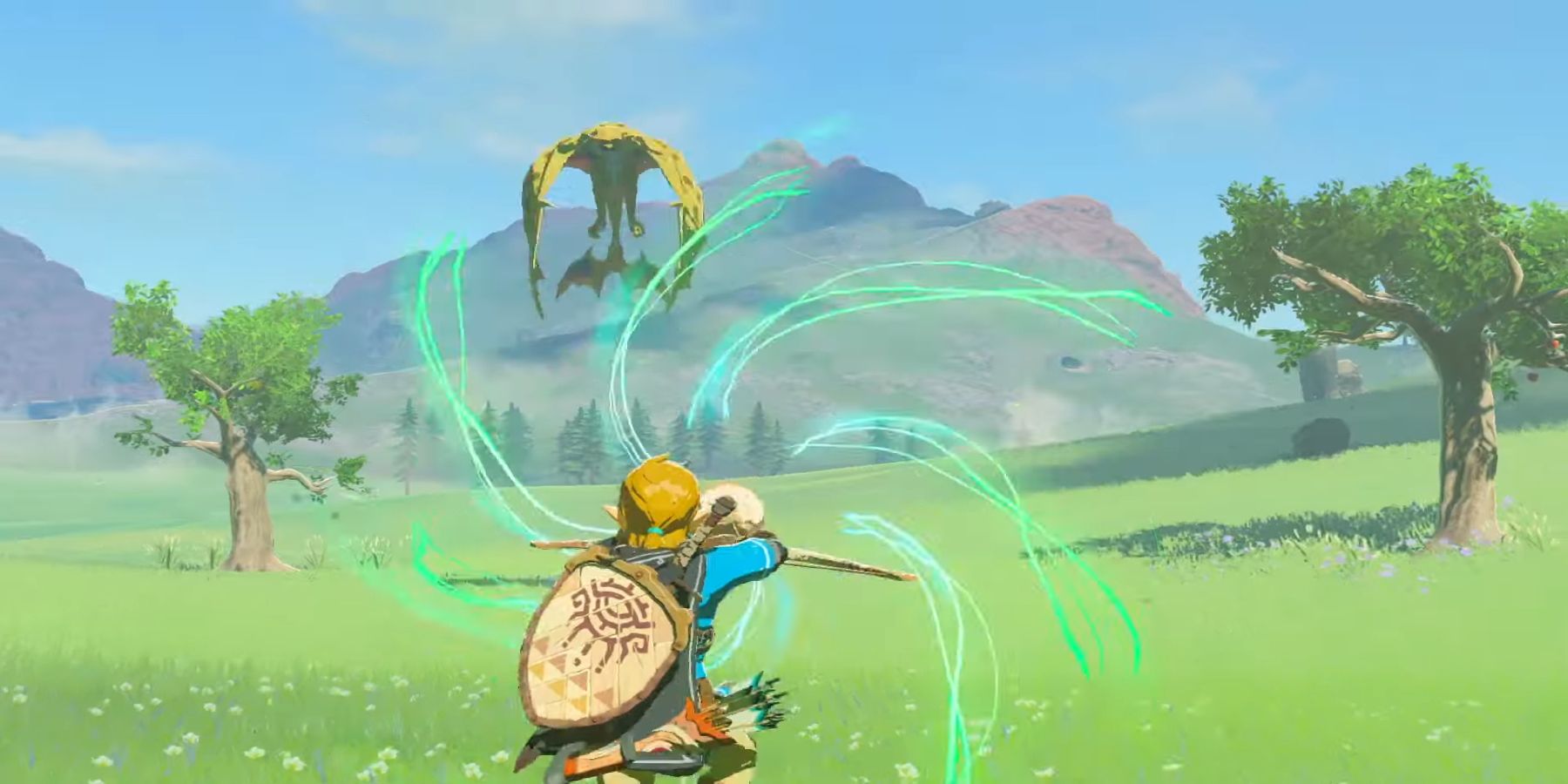 The new self-aiming arrow from Zelda: Tears of the Kingdom in use