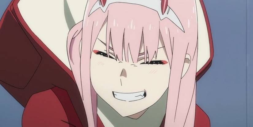 A smirking Zero Two as she appears in the Darling in the Franxx anime