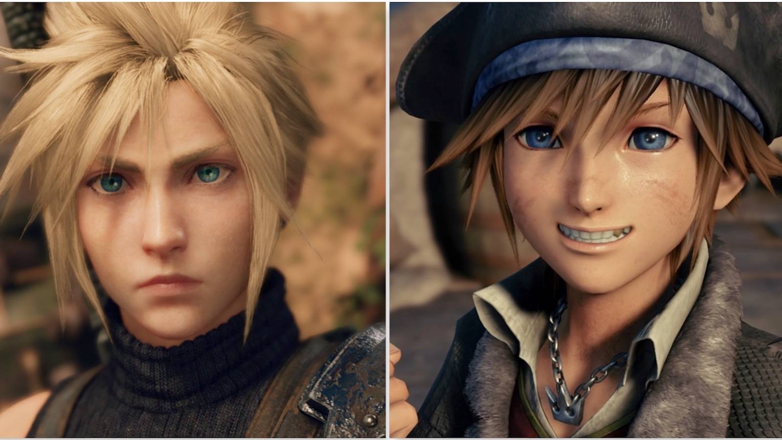 Cloud in Final Fantasy 7 Remake and Sora in Kingdom Hearts 3