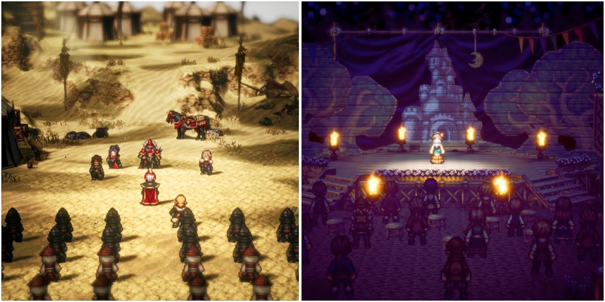 Cutscenes from Hikari’s and Agnea’s story in Octopath Traveler 2