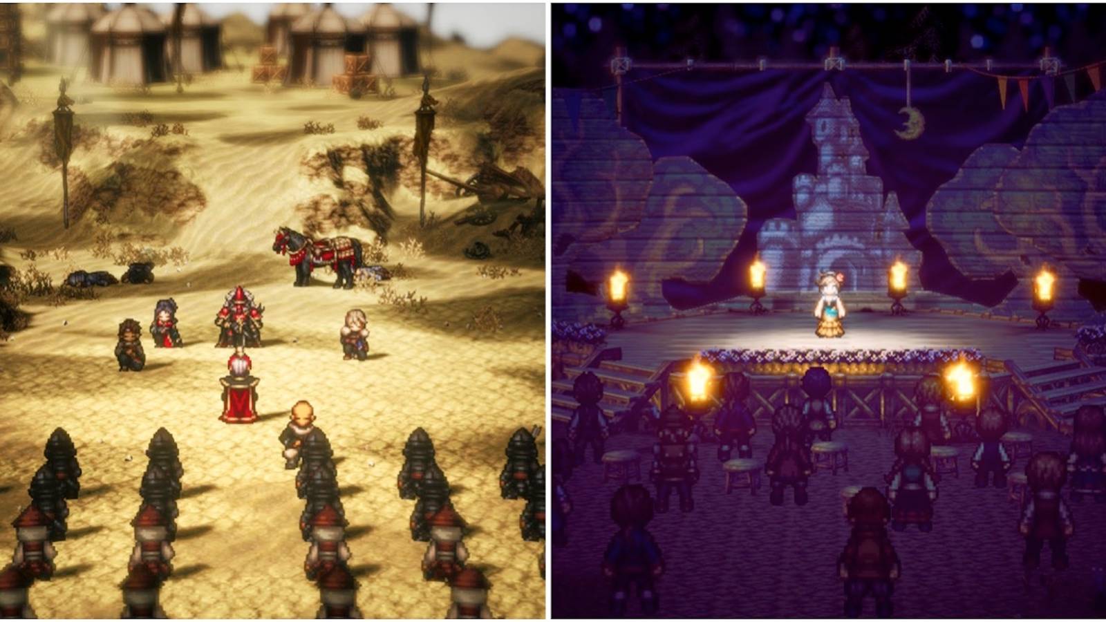 Cutscenes from Hikari’s and Agnea’s story in Octopath Traveler 2