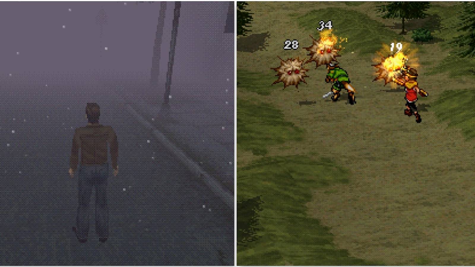 0 Exploring the world in Silent Hill and fighting a battle in Suikoden 2