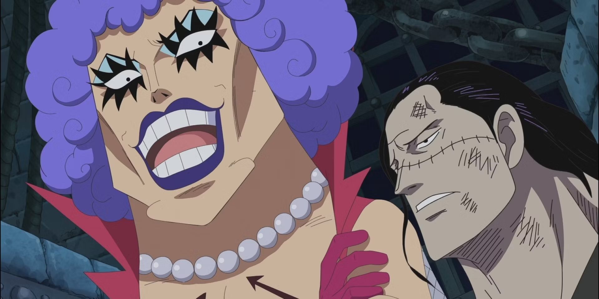 Emporio Ivankov And Crocodile From One Piece (From Left To Right)