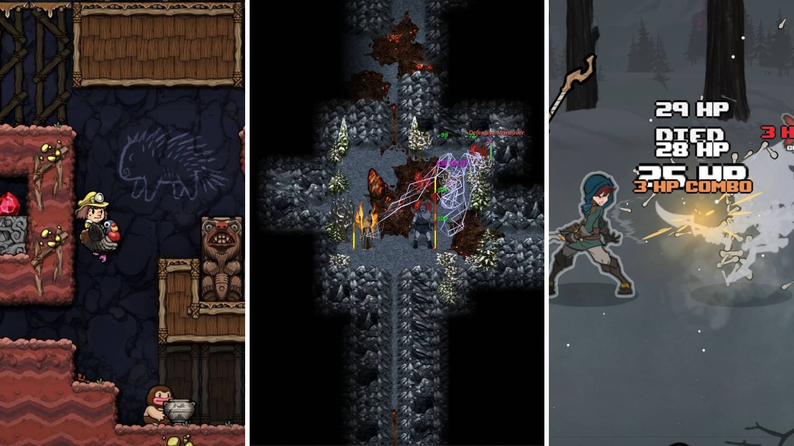 A grid of images shwoing the longest roguelike games including Spelunky 2, Tales Of Maj'Eyal, and Has-Been Heroes 