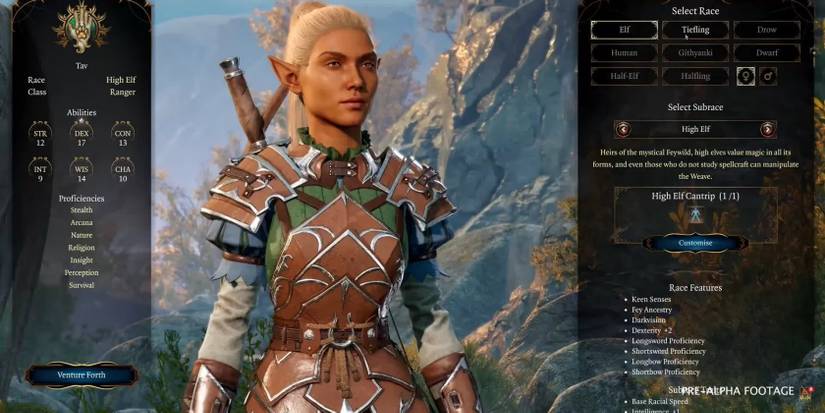 A female elf putting on Aslyferund Elven Chain in Baldur's gate video game