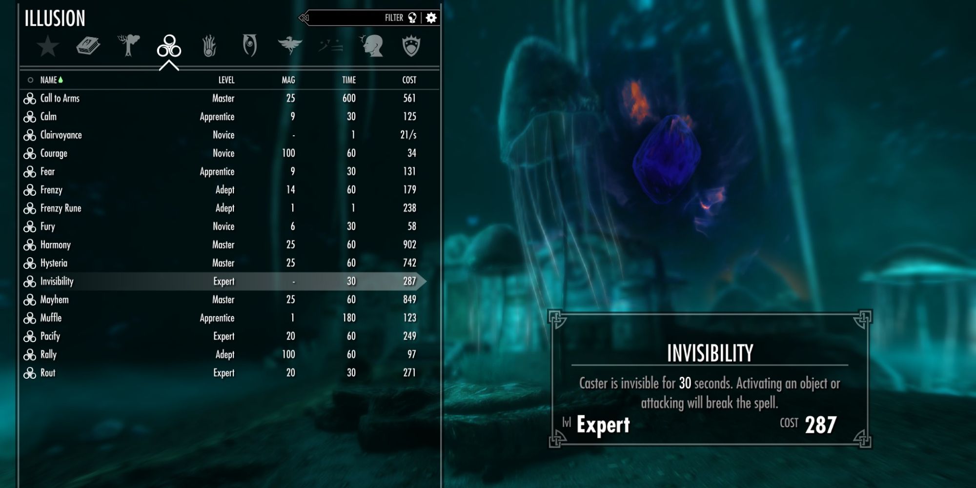 Skyrim spellbook invisibility