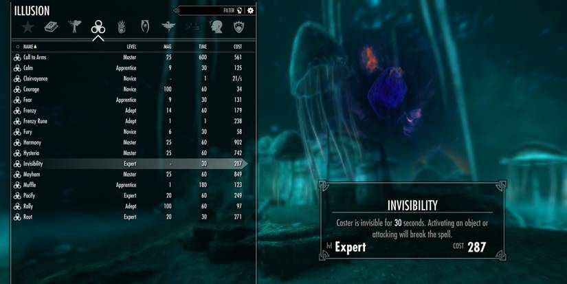 Skyrim spellbook invisibility