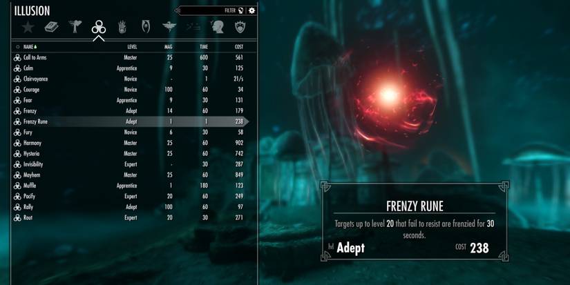 Skyrim spellbook Frenzy Rune