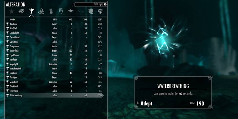 Skyrim spellbook waterbreathing