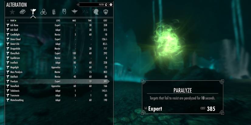 Skyrim spellbook paralyze