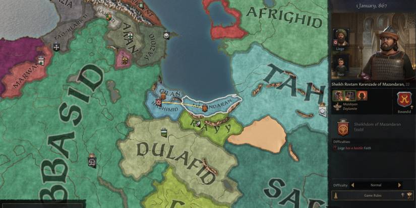 Crusader Kings 3 Sheikh Rostam start with map