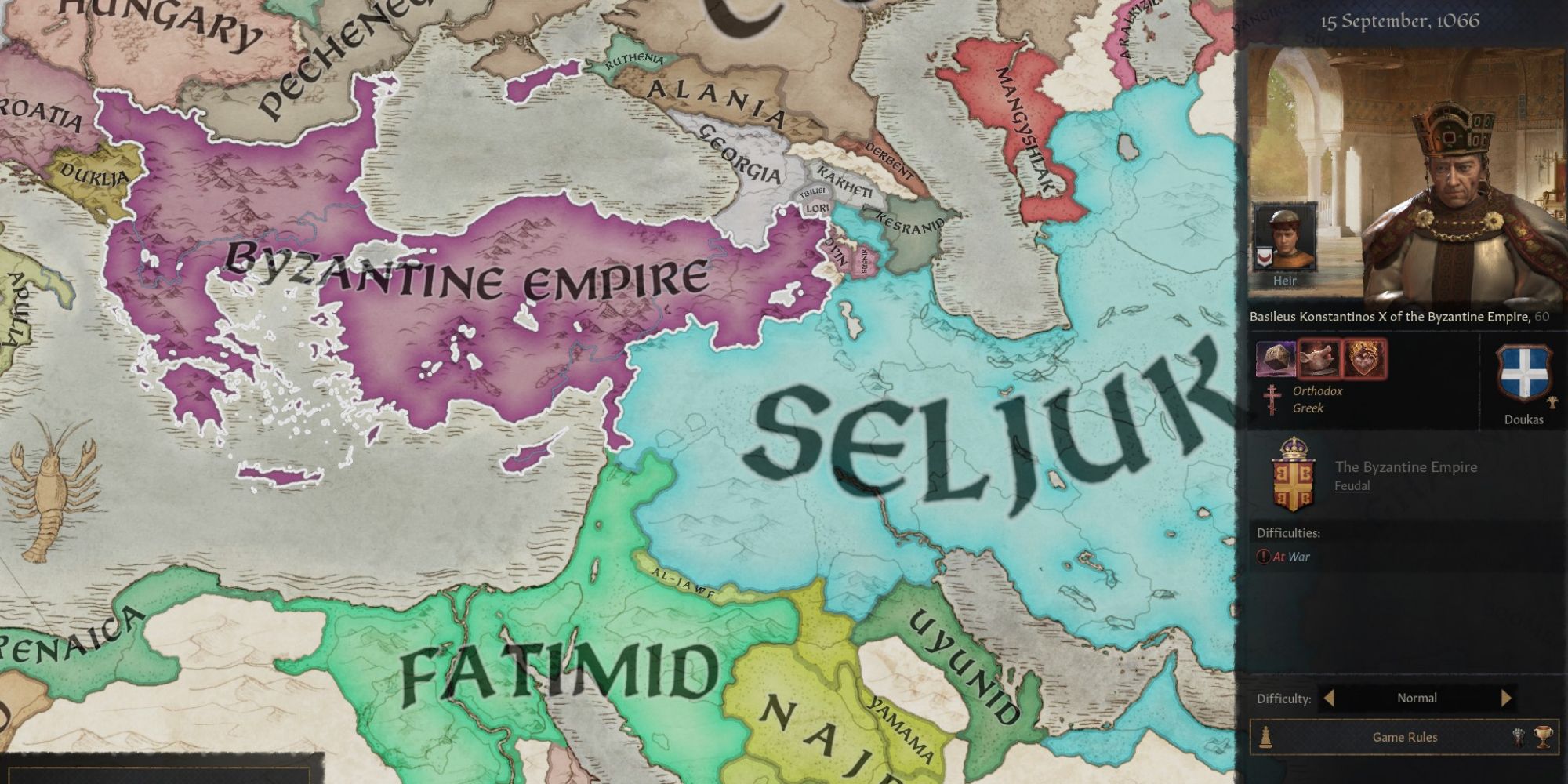 Crusader Kings 3 Konstantinos X with map