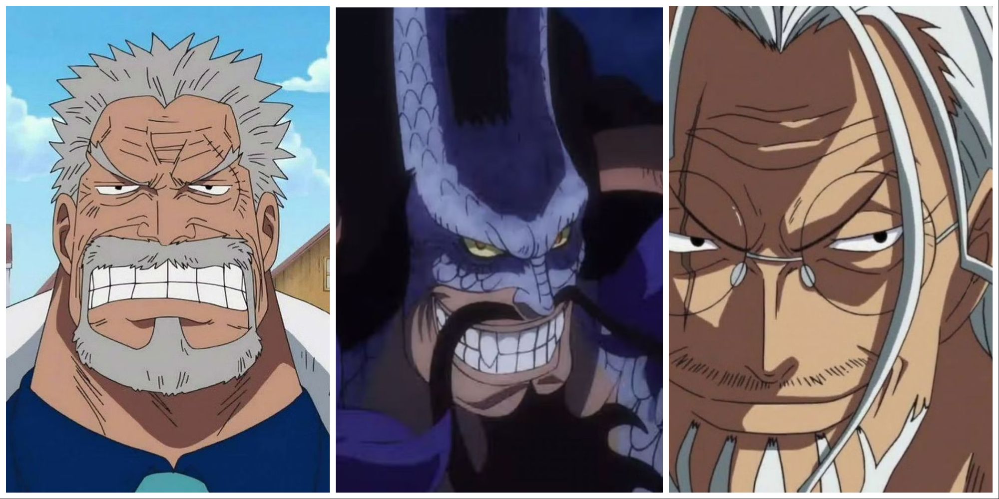 Garp, Kaido, and Rayleigh From One Piece (Left To Right)
