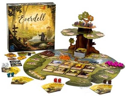 The Everdell Standard Edition box being displayed with contents.