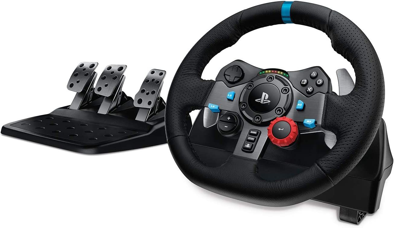 The Logitech G29 Racing Wheel with accompanying pedals shown.