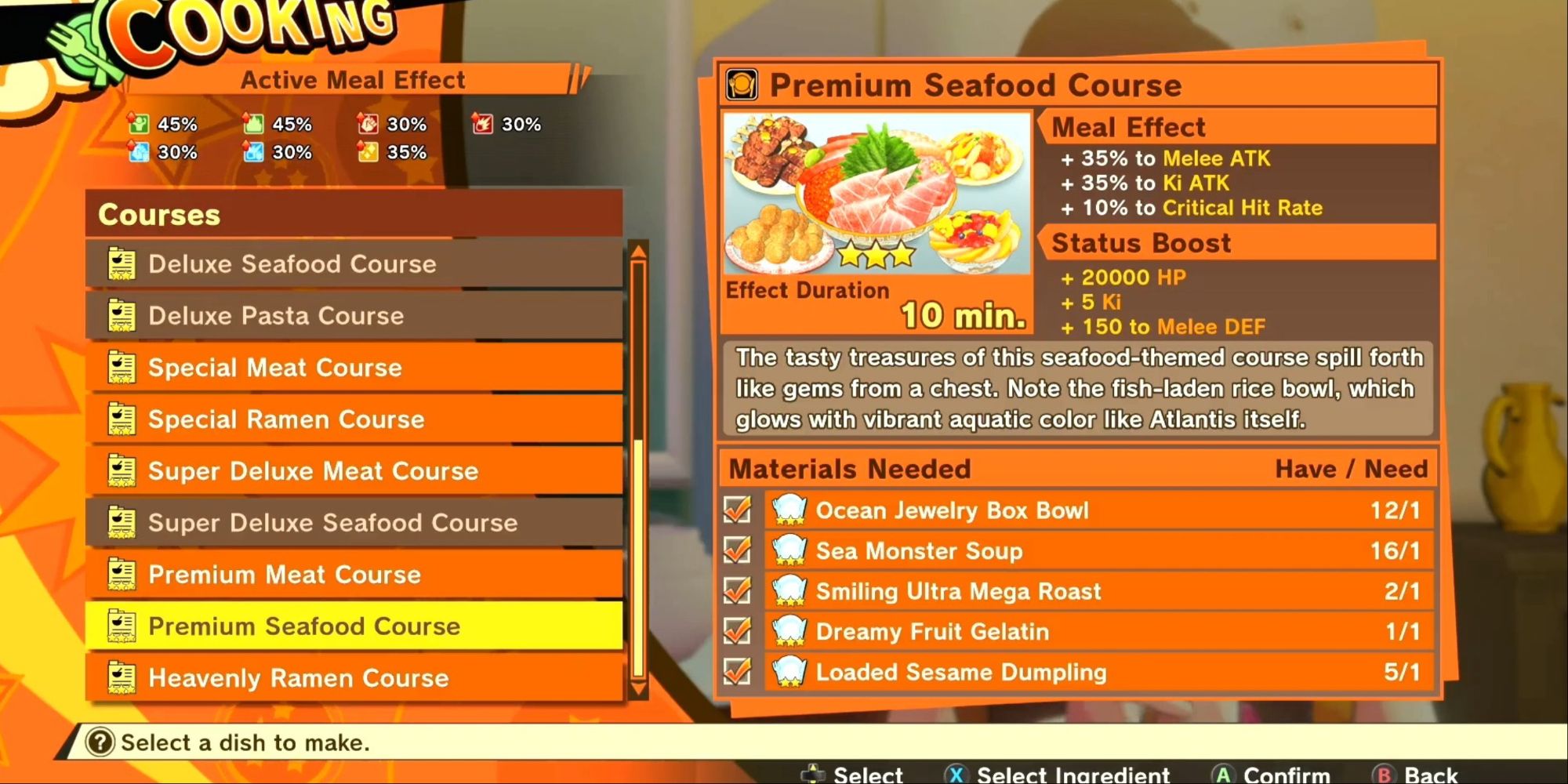 Dragon Ball Z Kakarot Premium Seafood Course