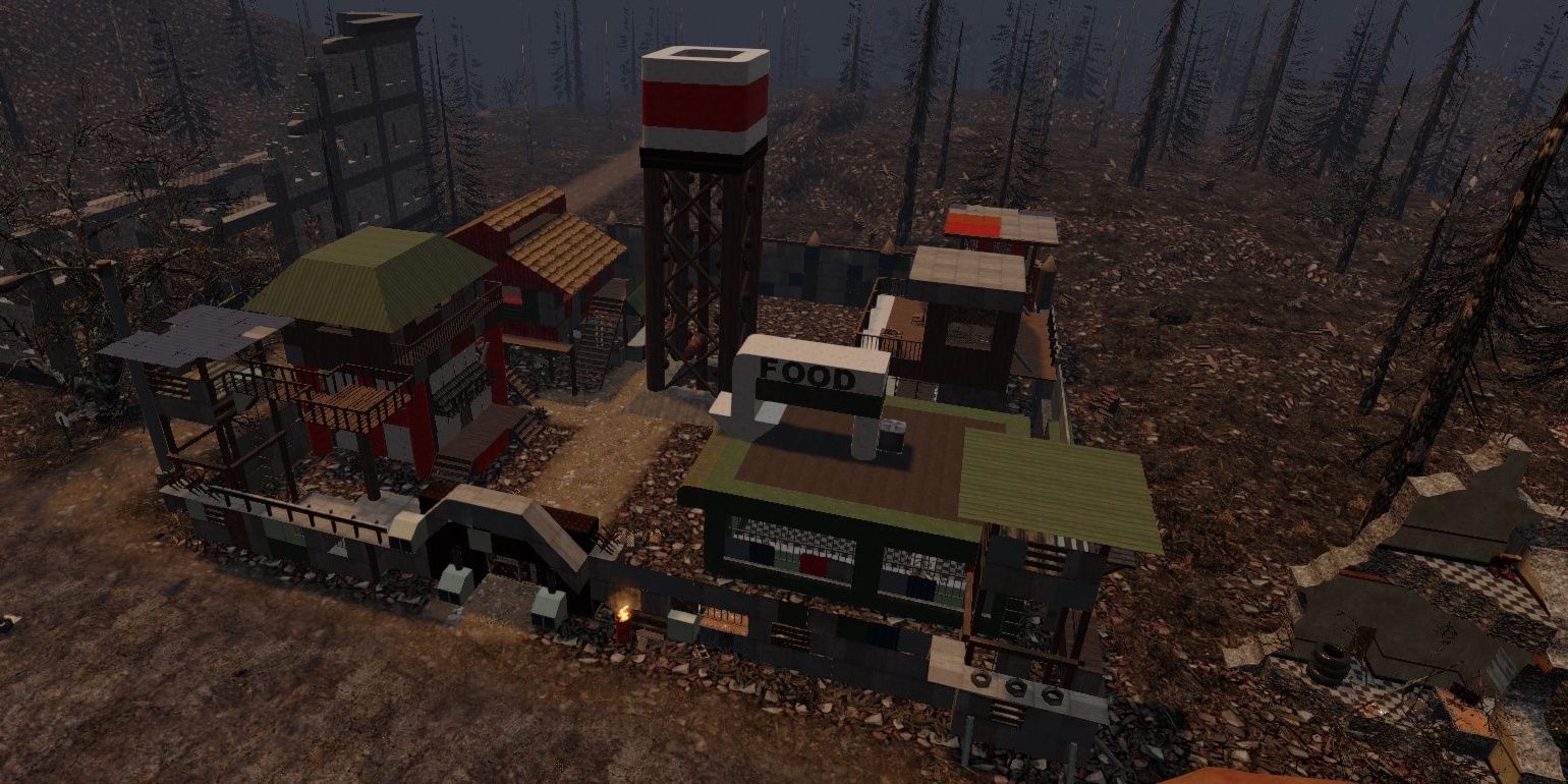 7 Days to Die Abandoned Outpost aerial shot in daytime