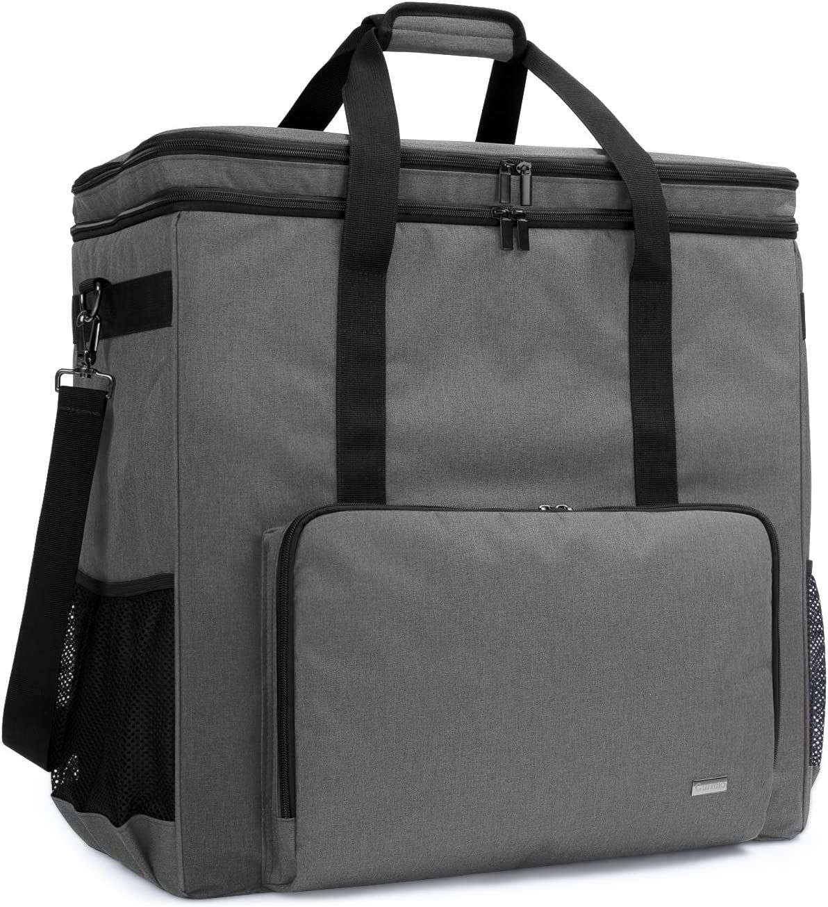 The CURMIO Double-Layer Carrying Case for Computer Tower with the front flap on display.