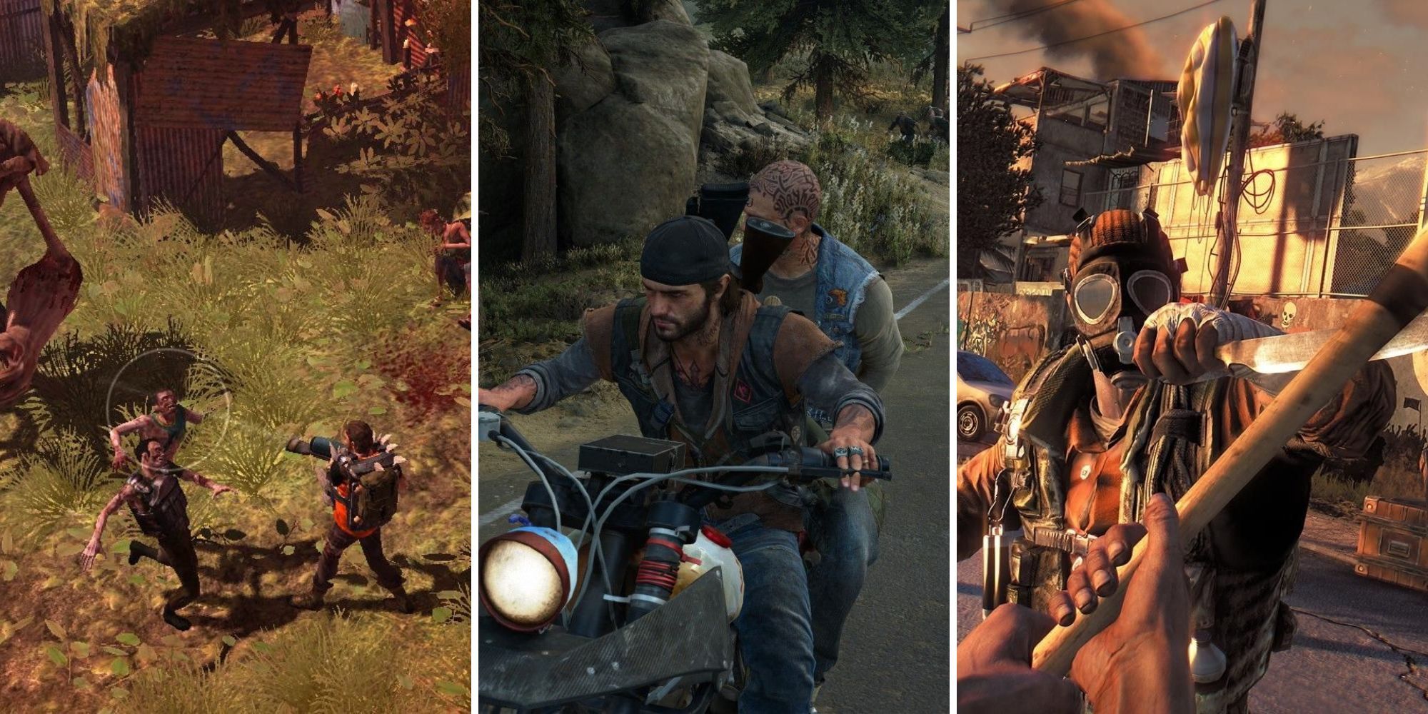 A grid of images showing the zombie games How To Survive, Days Gone, and Dying Light