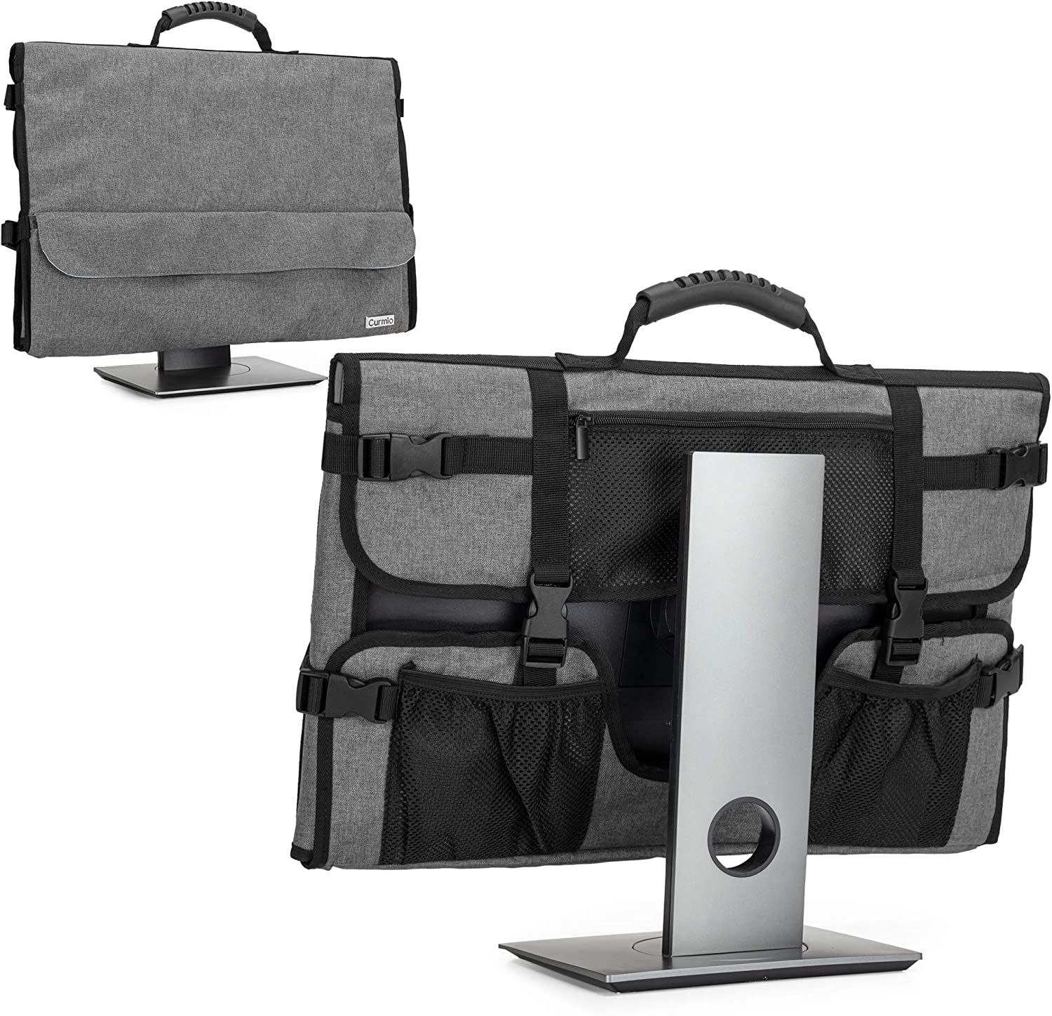 The CURMIO 24-Inch Monitor Carrying Case, displaying both front and back views.