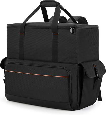 The Trunab Computer Desktop Tower Carrying Case being displayed from the front with its top handle being shown in a lifted position.