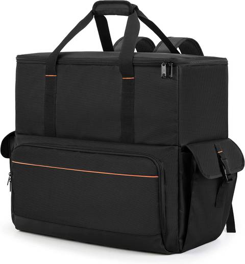 The Trunab Computer Desktop Tower Carrying Case being displayed from the front with its top handle being shown in a lifted position.