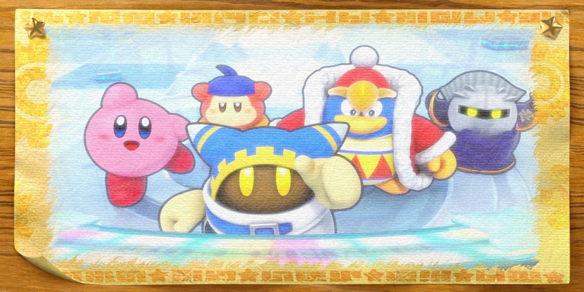 A cutscene featuring characters in Kirby's Return to Dream Land Deluxe 