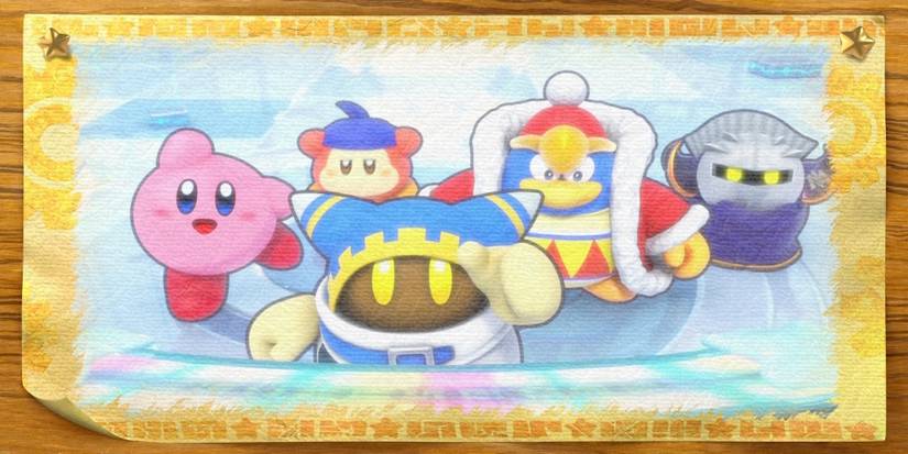 A cutscene featuring characters in Kirby's Return to Dream Land Deluxe 