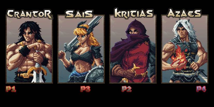 Abathor playable characters Crantor, Sais, Kritias, and Azaes