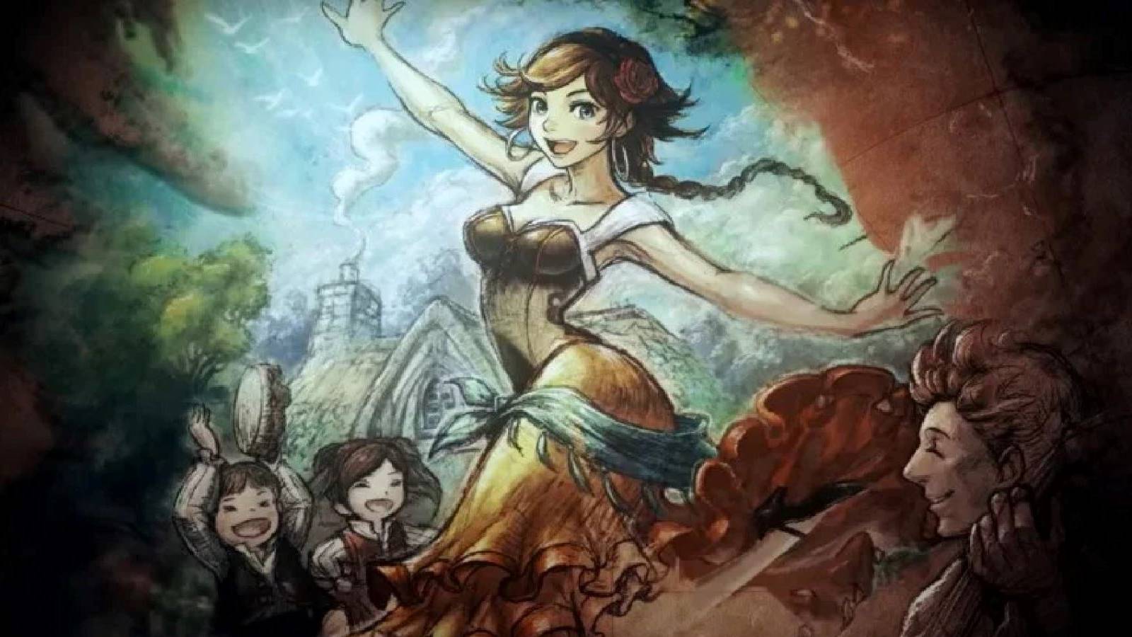 Octopath traveler 2 official art for Agnea Bristarni, the Dancer class