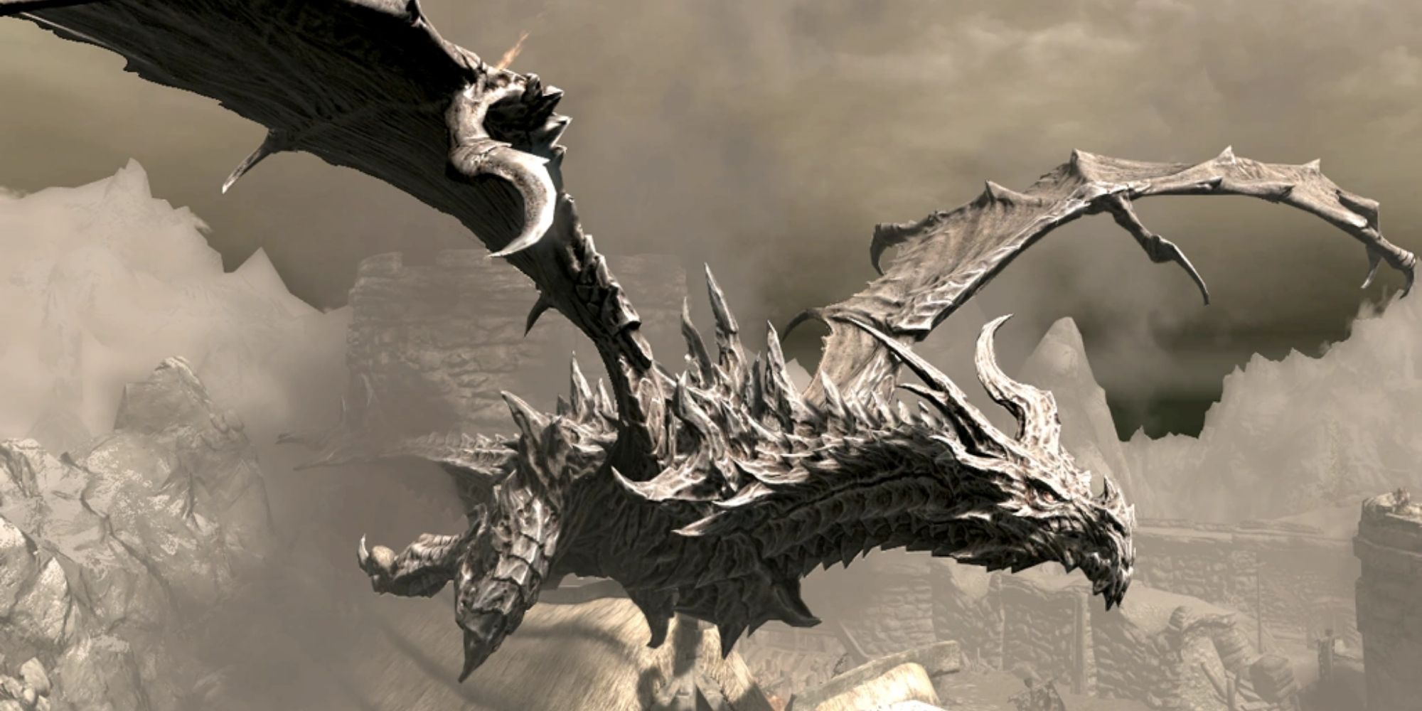 Skyrim Alduin over Helgen