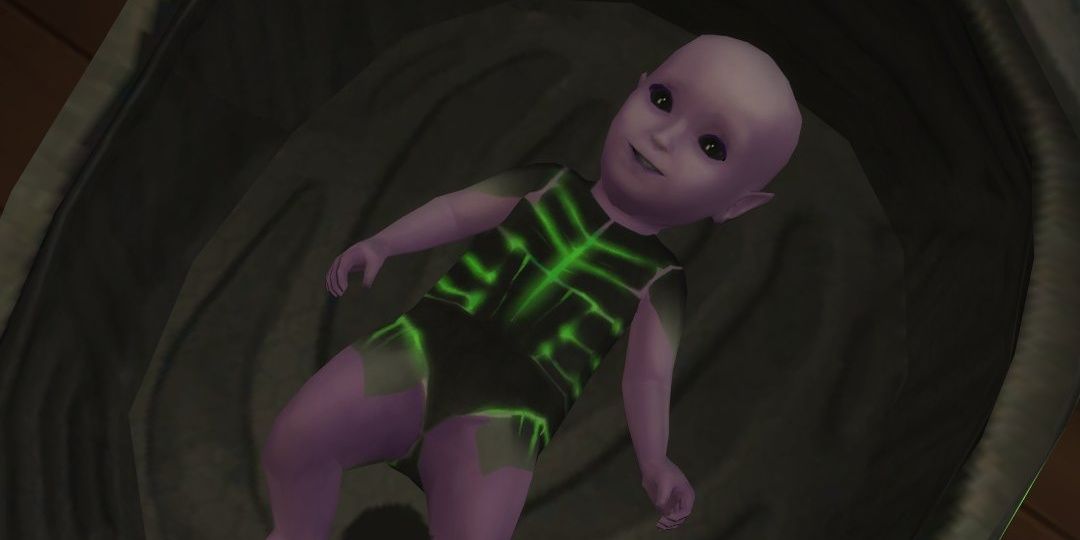 An alien baby in The Sims 4