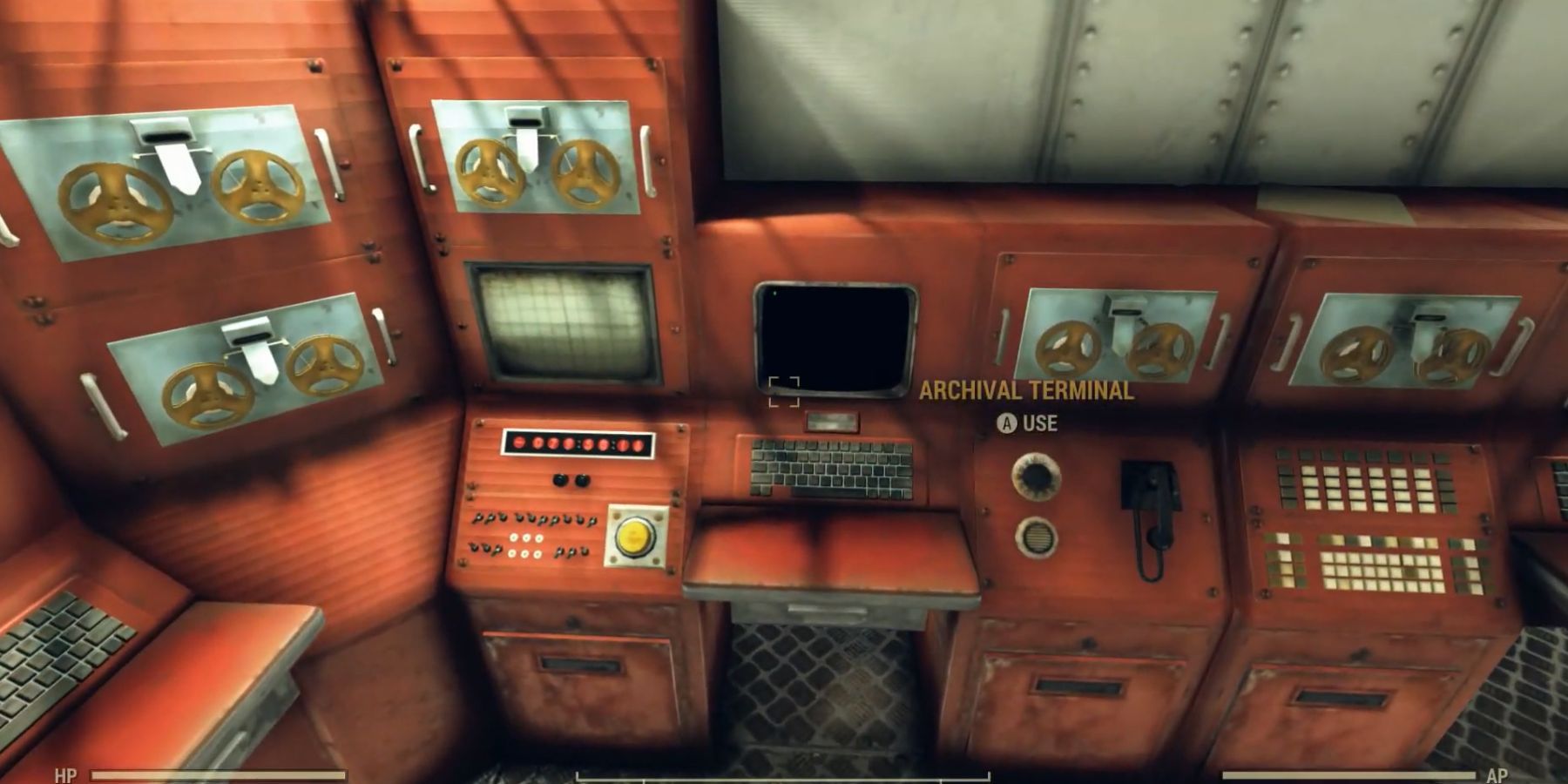 image showing the archival terminal in the enclave bunker armory. 