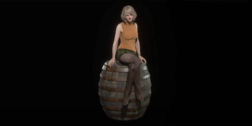 Ashley Sitting On A Barrel RE4