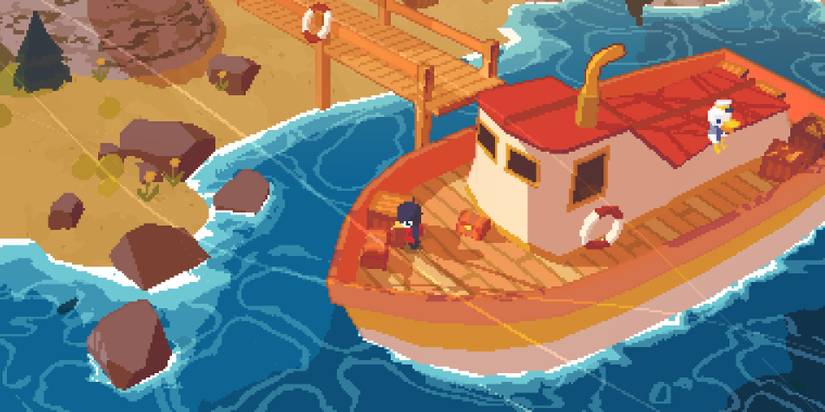 Claire on the fisherman's boat in A Short Hike