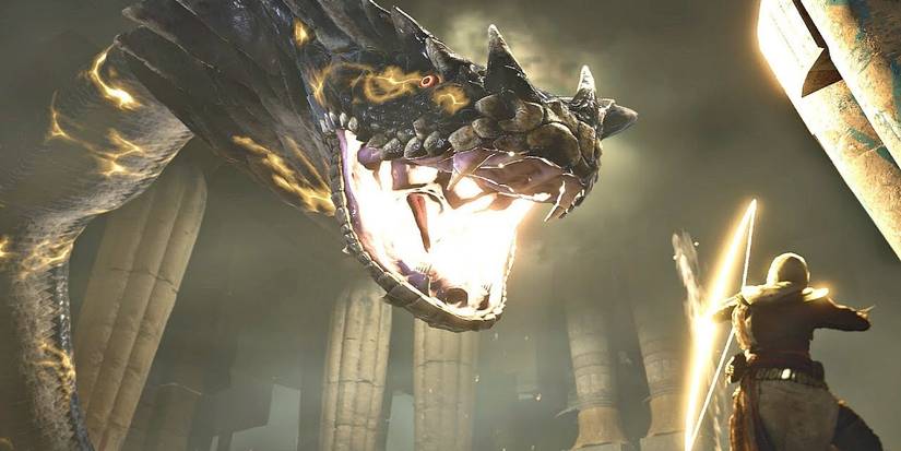 Assassin's Creed Origins Bayek Apophis snake boss fight Cropped