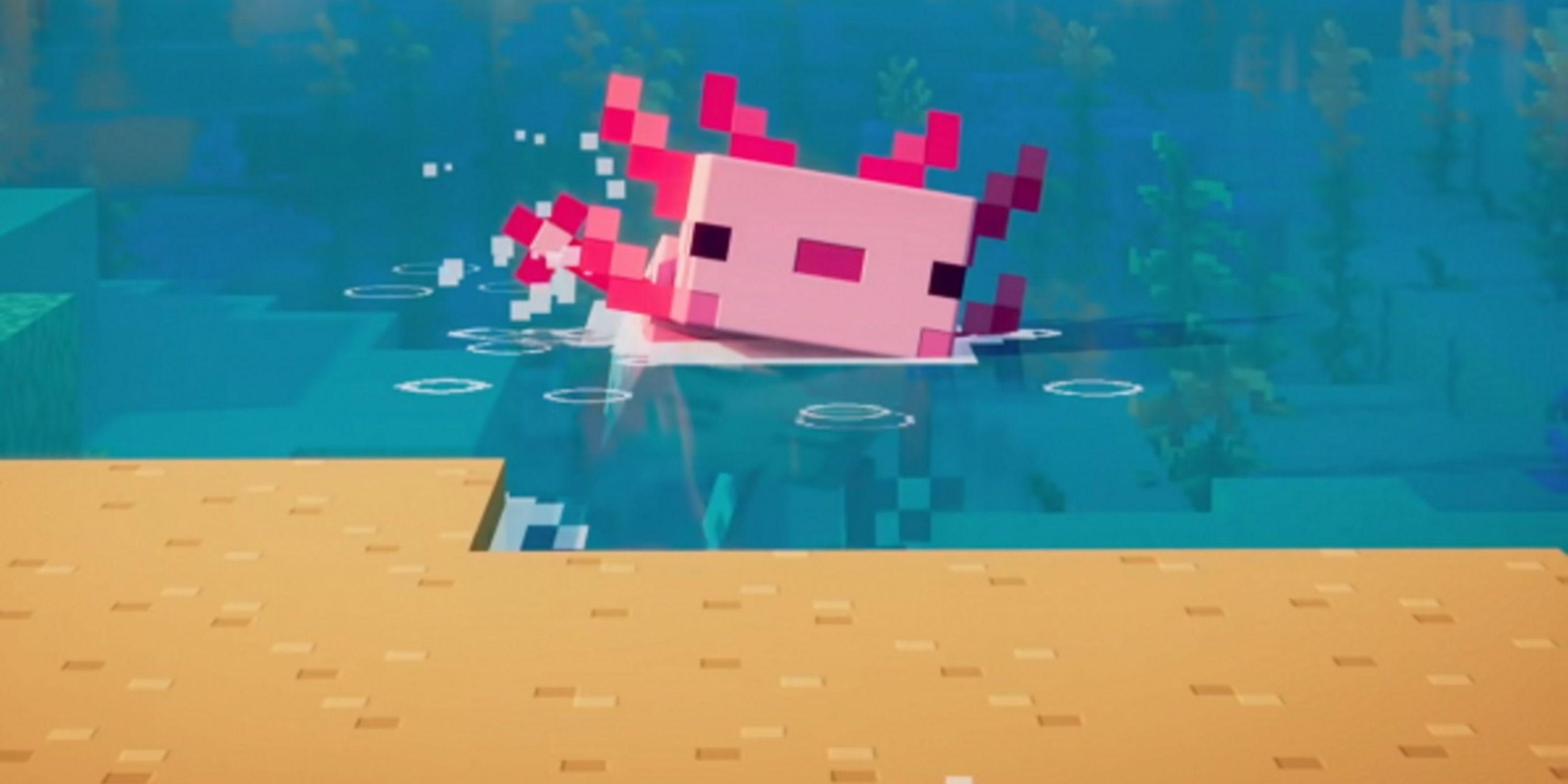 axolotl swimming in minecraft