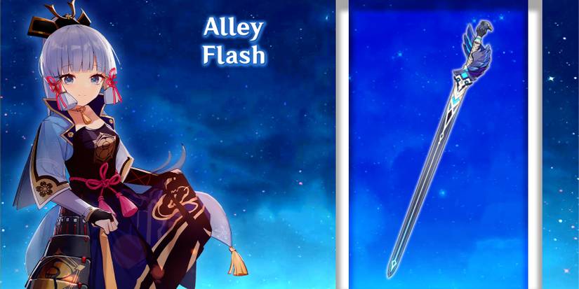 ayaka holding alley flash in genshin impact