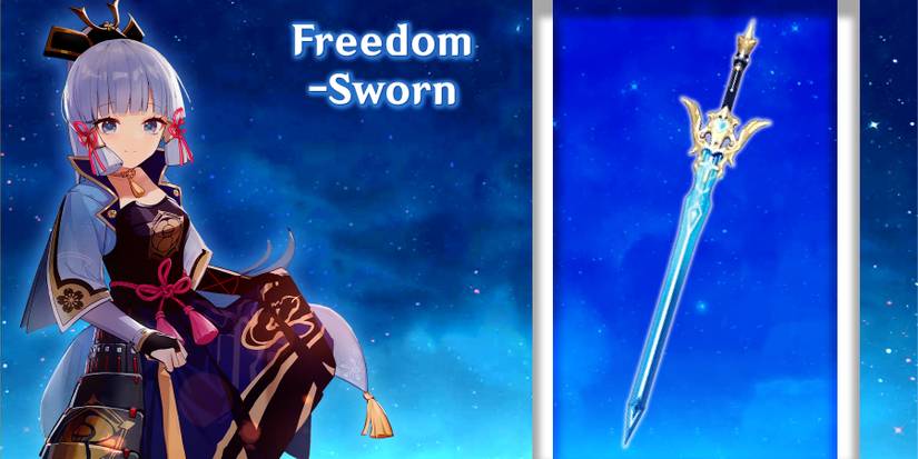 ayaka holding freedom-sworn in genshin impact