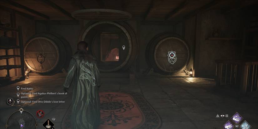 Casting Accio on barrels in Hogwarts Legacy