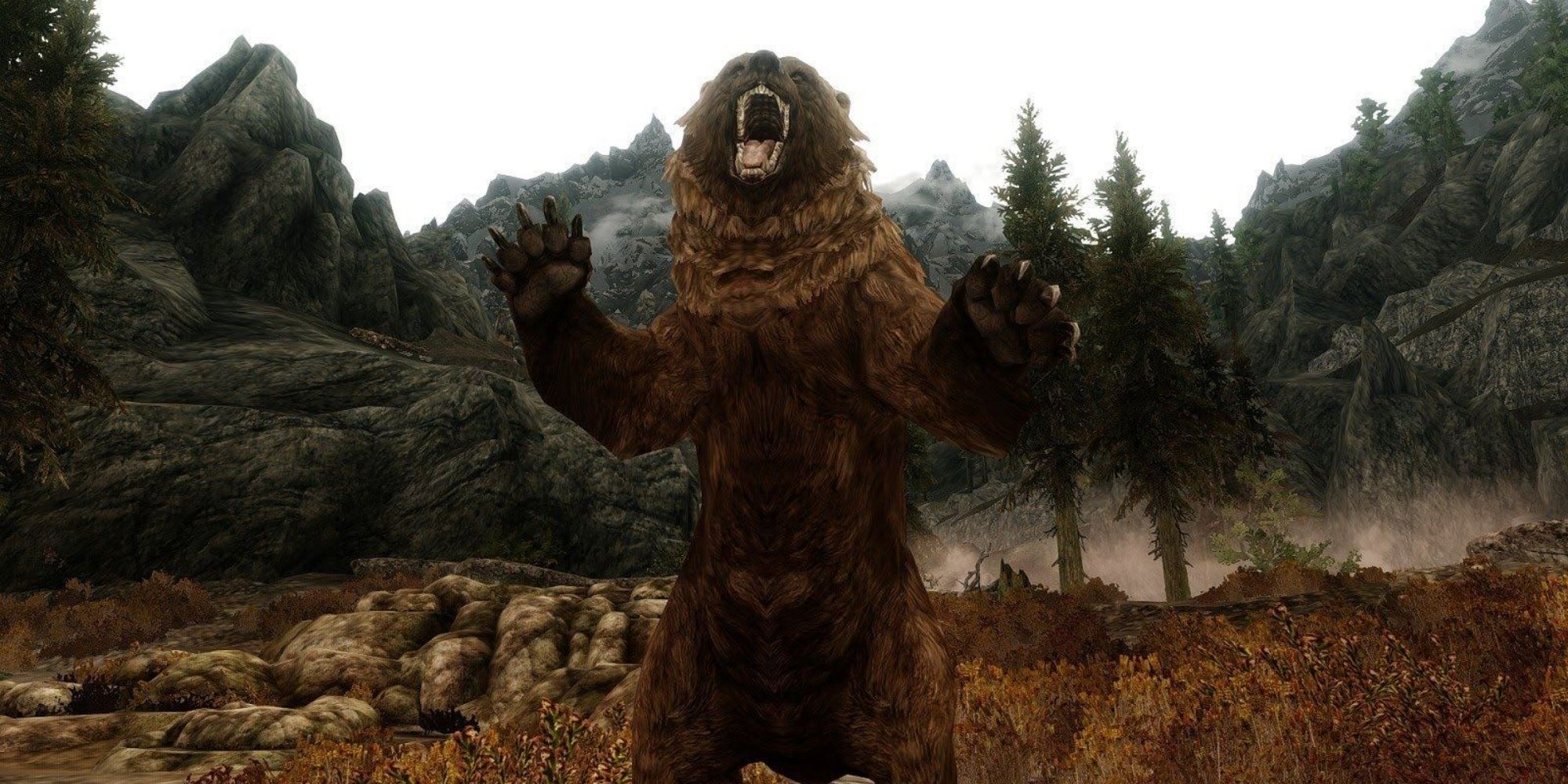 Beruang Skyrim berdiri dan mengaum